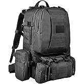 EZshoot Tactical Backpack 60L Military Army Rucksack Large Survival Molle Day Pack for Men Women, Detachable Outdoor Bag