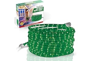 Tupkee LED Rope Light Green - for Indoor and Outdoor use, 24 Feet (7.3 m) - 10MM Diameter - 144 LED Long Life Bulbs Rope Tube Lights