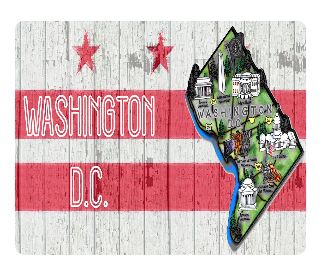 BleuReign(TM) Detailed Washington D.C. on Wood Background Square Refrigerator Fridge Magnet