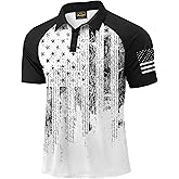 Mainfini Men's Red White Blue Tee US Flag Polo T Fourth of July Short Sleeves Button Polo 3XL