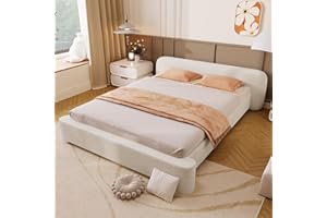 Siemd Queen Size Upholstered Bed Frame with Headboard, Boucle Fabric Platform Bed Frame, Wood Slat Support, No Box Spring Nee