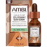 Ambi Even &amp; Clear Vitamin C Infused Glow Serum for All Skin Types to help Cleanse Skin, Brighten Skin, Even Skin Tone, Extract, 1 Ounce