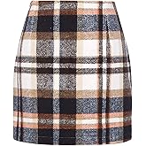 EachWell Womens High Waist Plaid Skirt Bodycon Pencil Wool Mini Skirts