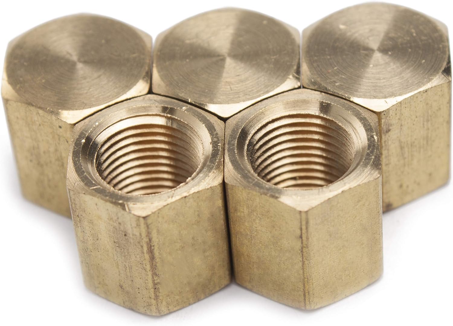 LTWFITTING Brass BSP Pipe Cap Fittings 1/8-Inch Female BSPP Air Fuel Water Boat (Pack of 5), 1/8" BSPP Female