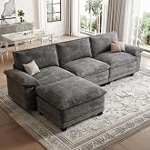OhaiAura 108" Modular Sectional Couch, L Shaped Cloud Sofa for Living Room | Comfortable Foam Cushions, Sturdy Frame, Appealing Appearance, Easy Assembly, Soft Chenille, Modular Design, Dark Gray