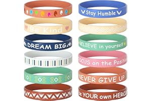 Morcheiong 60pcs Motivational Quote Silicone Bracelets Bulk Colored Inspirational Rubber Bands Unisex Style- 12 Designs