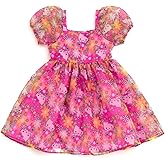 Hello Kitty Girls Square Neck Organza Dress Toddler to Big Kid Sizes (4T - 14-16)