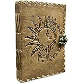 Sun & Moon Emboss journal, 240 Pages journal, Vintage Journal, Sun moon Journal, Leather Sketchbook, Leather Notebook, Leather Journal for Men, Leather Journal for Women (Vintage Brown Sun & Moon,