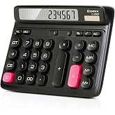 Comix Desktop Calculator, 12 Digits Large Button Desk Calculator, Black | Solar Battery Dual Power, Large LCD Display, Computer Keys, 4 Function Basic Calculator for Office Business Home Use