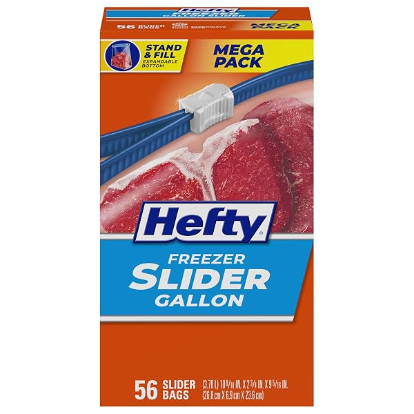 HEFTY SLIDER 1 GALLON FREEZER BAGS, 56 COUNT,...