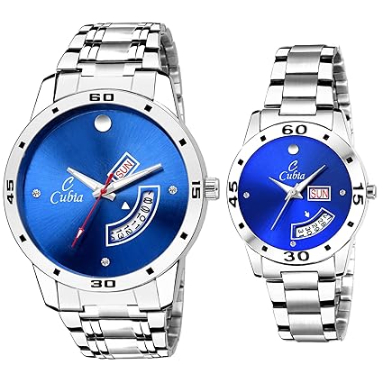 CB-1361 Elegant Blue Dail Day&Date Watch for Couple