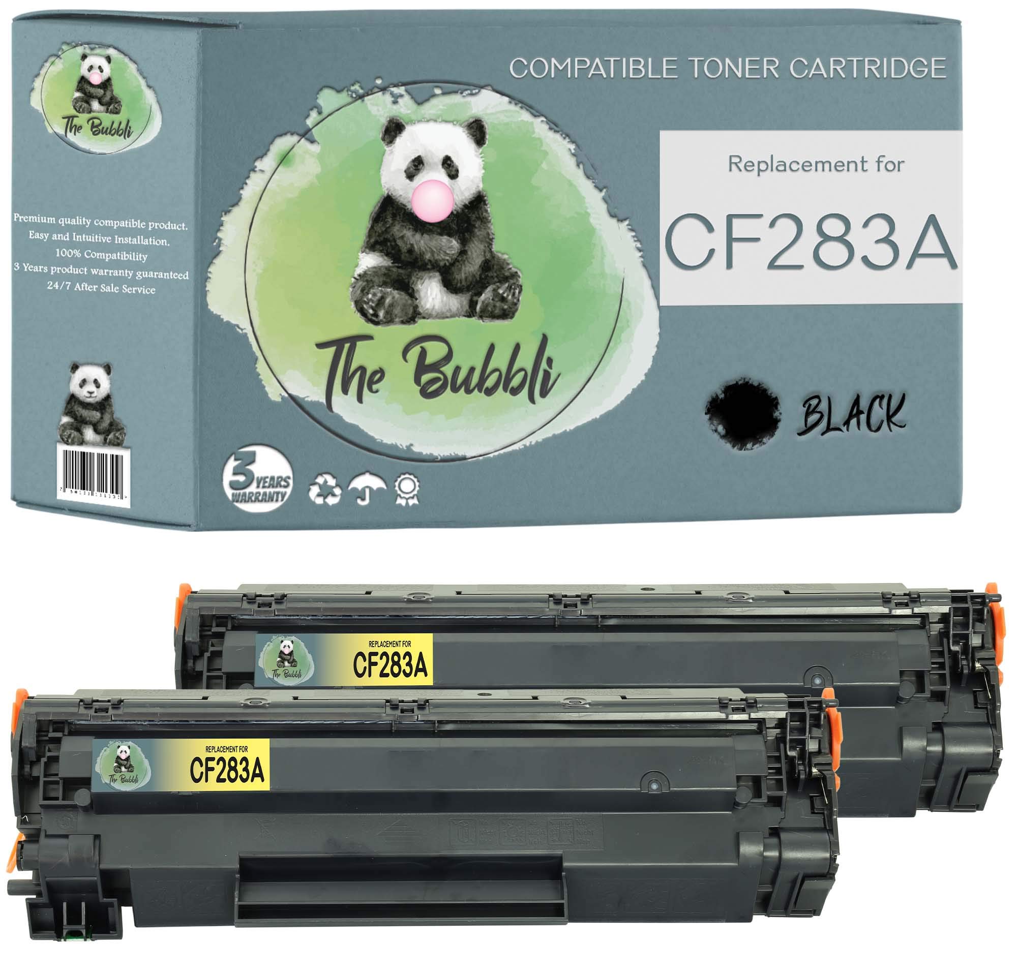 The Bubbli Original | CF283A 83A Compatible Toner for HP Laserjet Pro MFP M125nw M126a M127fn M127fw M128fn M225dn M225dw M201dw M201n M202dw M202n (2 BLACK)