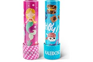 D-FantiX Classic Tin Kaleidoscope for Kids, 2 Pack Retro Toys - Educational Toys with Metal Body, Boy Girl Birthday Party Favors Decorations, Christmas Stocking Stuffer Gift