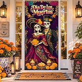 Day of the Dead Door Cover, Dia De Los Muertos Decorations, 72 x 35 in | Dia De Los Muertos Door Cover, Dia de los Muertos Porch Sign Background Mexican Banner for Indoor Outdoor Sugar Skull Decor