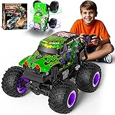 Gohero Monster Trucks for Boys Age 4-7, 2.4Ghz RC Zombie Monster Truck Toys with Stunt, 360°Spin & Drift, 1:20 Scale Remote Control Car with Light & Sounds, Gift for 3 5 6 8 Year Old Boys&Girls.