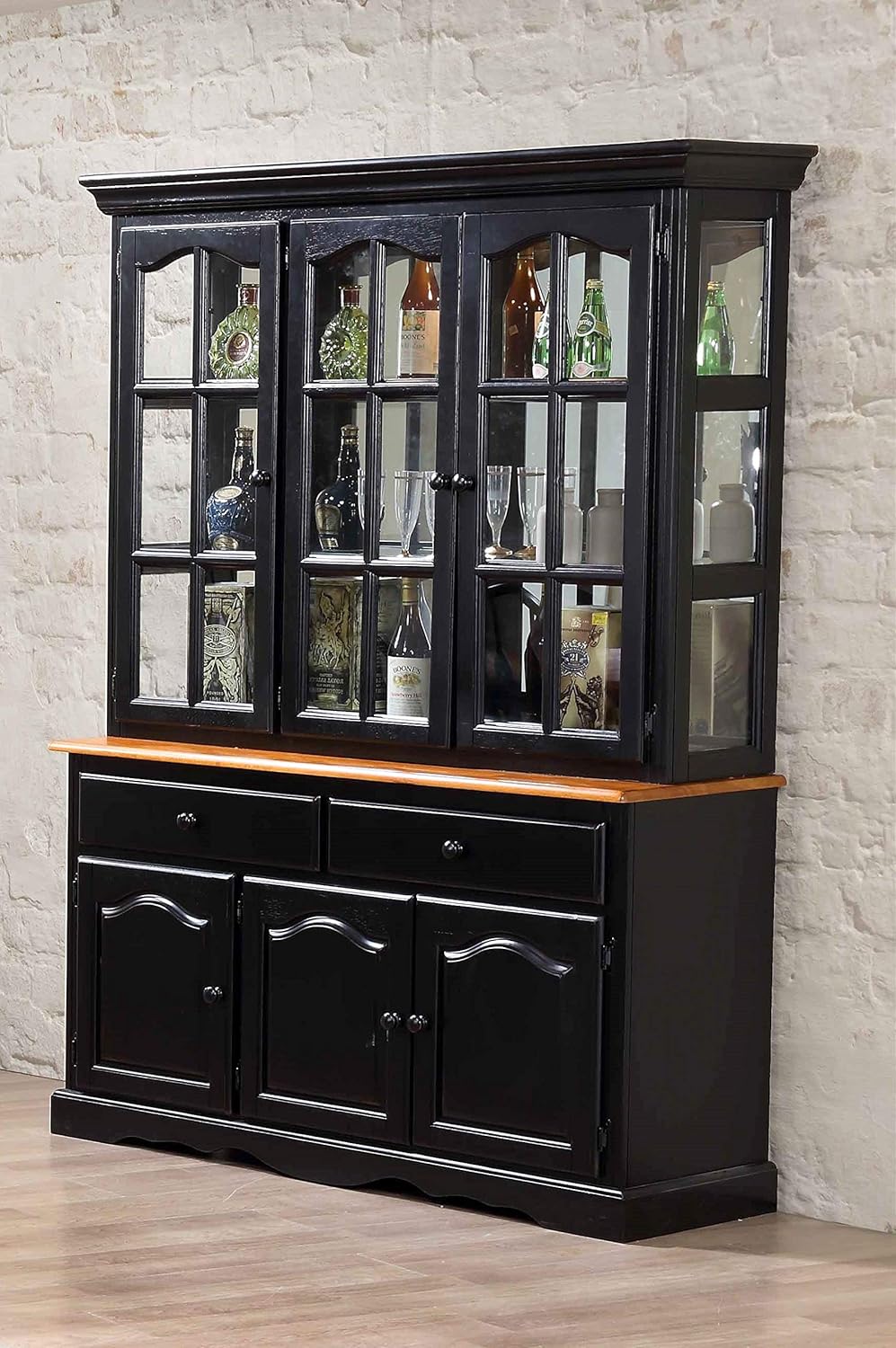 Kitchen Dining Room Furniture Distressed Antique Two Drawer Three Door Sunset Trading Dlu 22 Bh Bch Black Cherry Selections Buffet And Hutch Buffets Sideboards Antique Black Buffet And Hutch