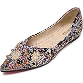 QXCXINGDY Flats for Women Pointed Toe Fashion Wedding Shoes Work Casual Slip-On Dress Shoes Women Comfortable Dressy Flat