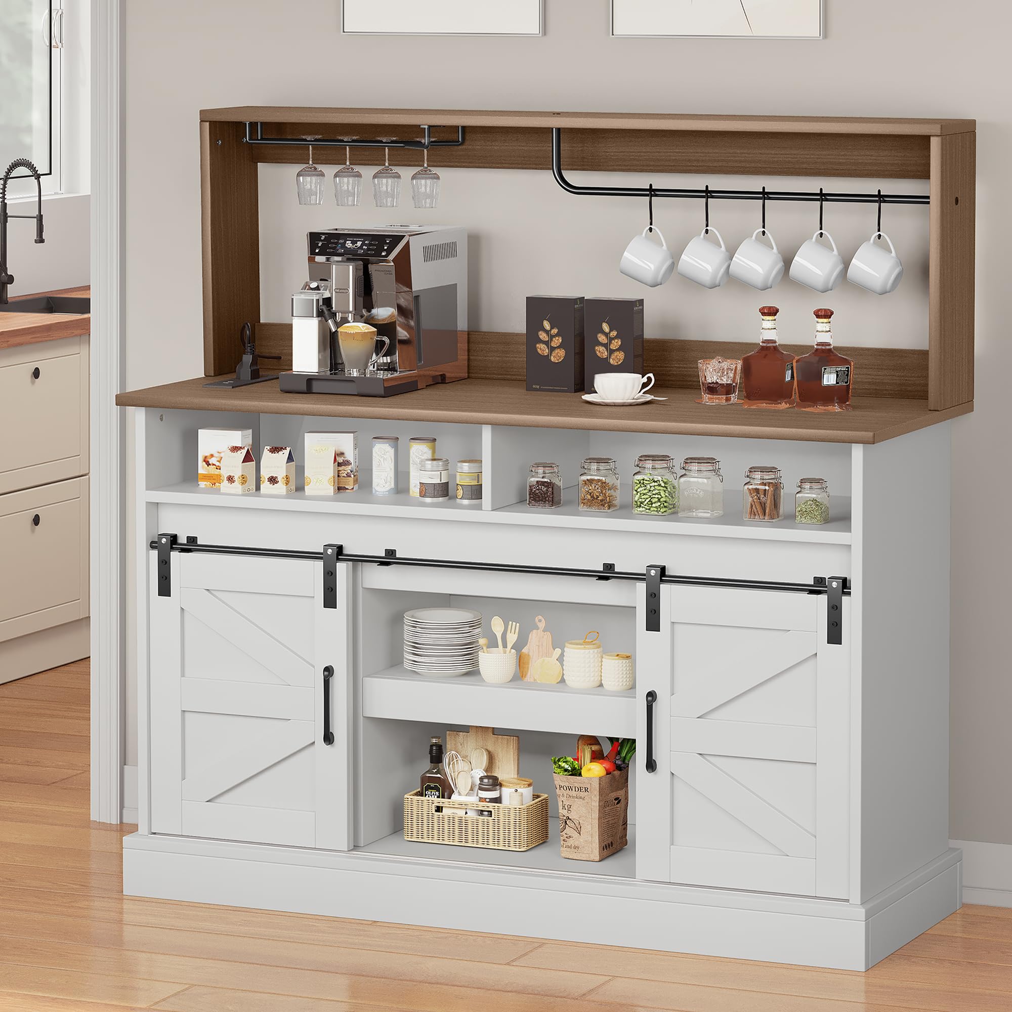 Mua YITAHOME 52" Farmhouse Coffee Bar Cabinet, Buffet Cabinet with ...