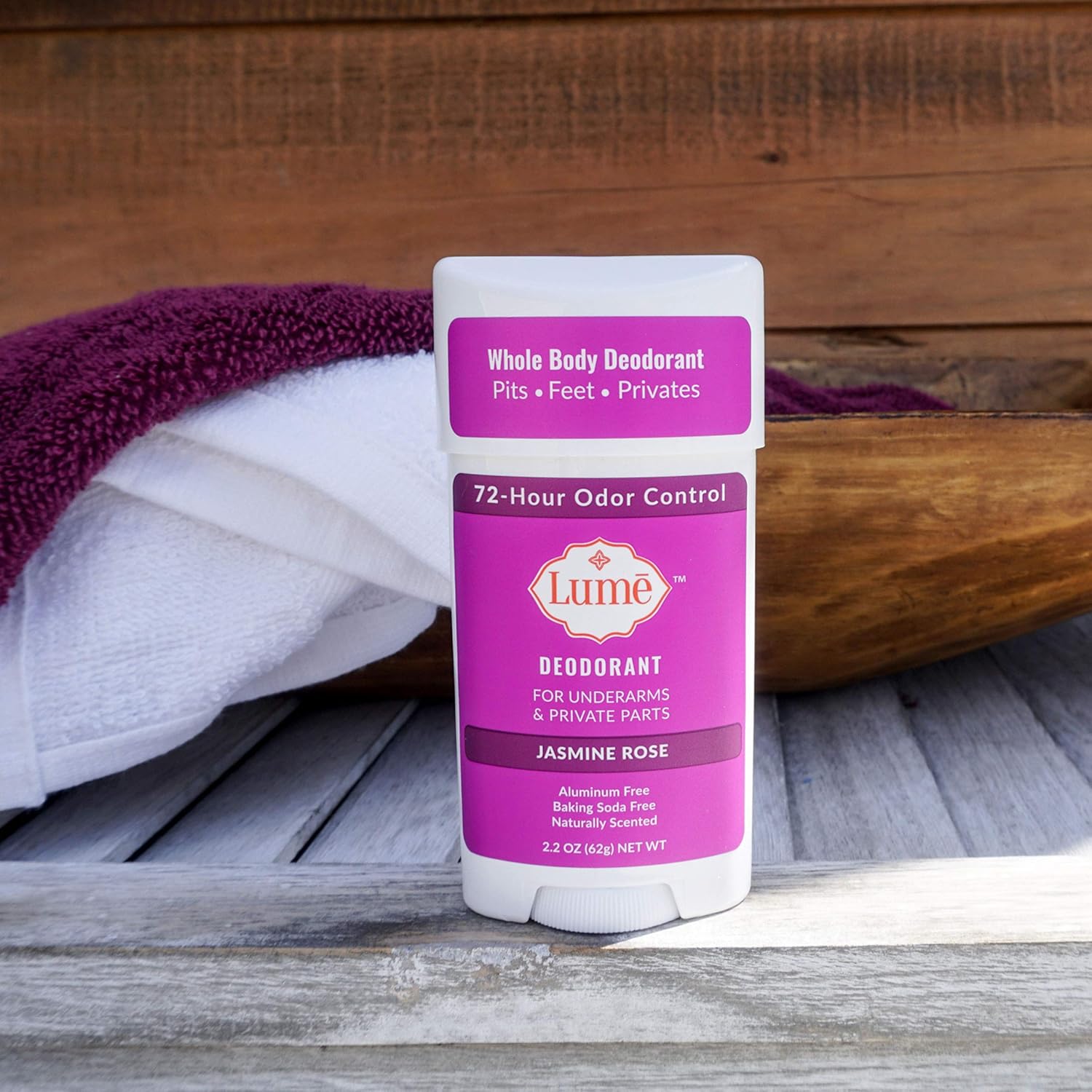 Lume Natural Deodorant - Underarms and Private Parts - Aluminum-Free, Baking Soda-Free, Hypoallergenic, and Safe For Sensitive Skin - 2.2 Ounce Stick (Jasmine Rose) : Beauty