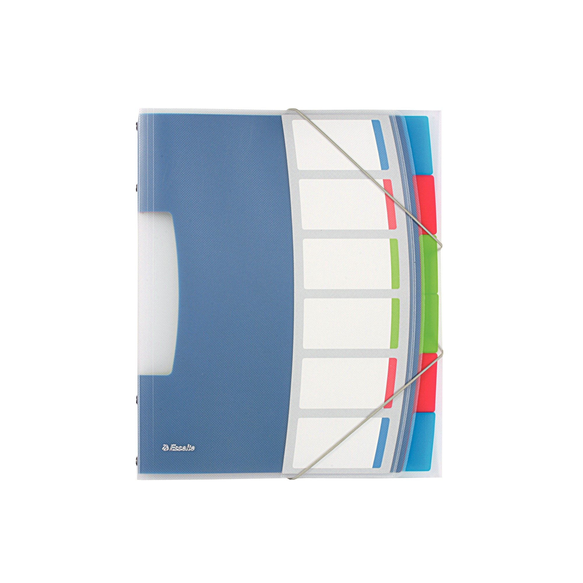 Esselte A4 Divider Book, Translucent, Integrated Index with 6 Compartments, Holds Up to 200 Sheets, Elastic Closure, White, VIVIDA Range, 624029