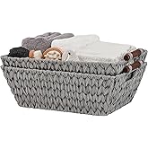 GRANNY SAYS 2-Pack Wicker Storage Baskets, Wicker Baskets for Organizing, Trapezoid Woven Basket with Handles, Storage Basket for Shelves, Gray