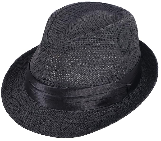 black straw fedora hat