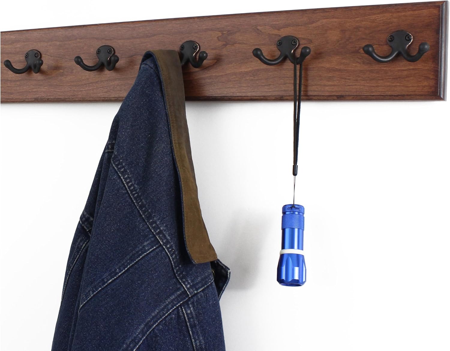 Solid Cherry Wall Mounted Coat Rack with Oil Rubbed Aged