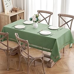 MIULEE Sage Green Thick Polyester Linen Rectangle