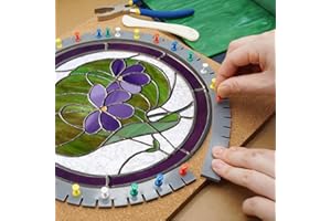 ZAWAGIIK Layout Block System for Stained Glass Panels, Free to Bend, Layout Block System for Stained Glass Supplies and Tools with Push Pins for Stained Glass Making Craft