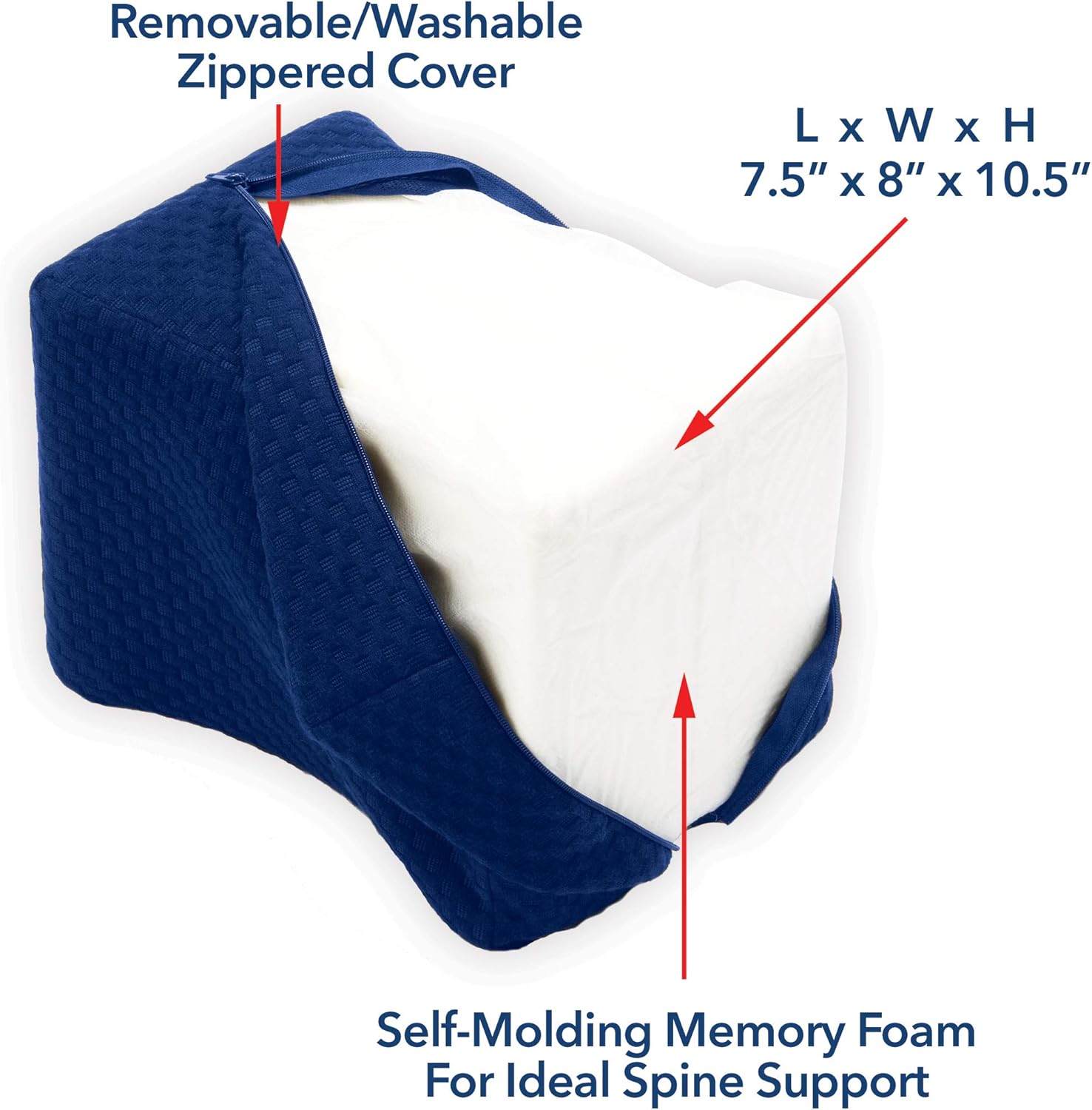 Orthopedic Knee Pillow for Side Sleepers - Ergonomic Memory Foam Knee Pillow for Back Pain & Spine Alignment - Removable Machine Washable Cover - Knee Wedge Pillow for Deep Night’s Sleep: Health & Personal Care