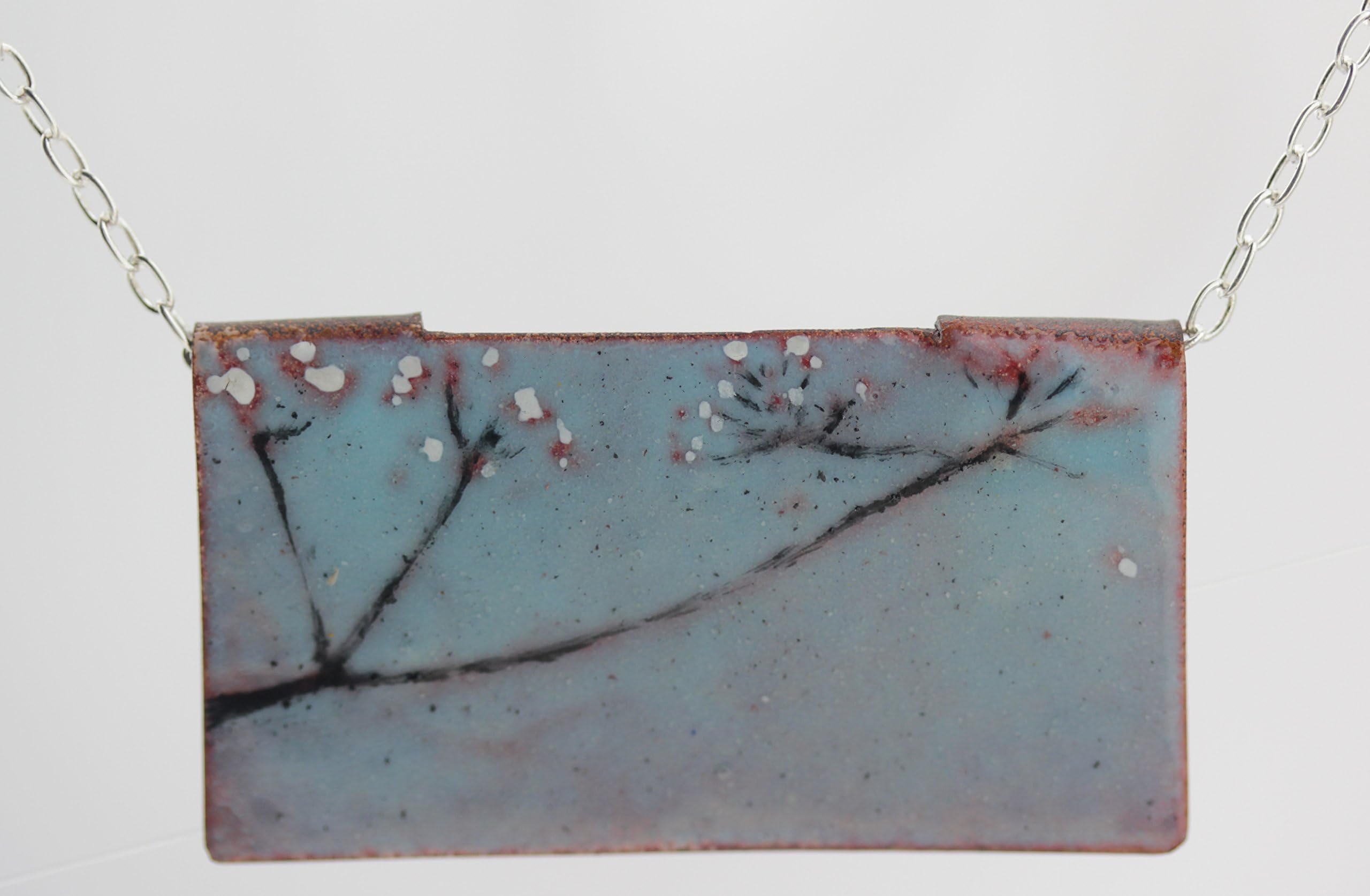 Plum Blossom Enamel Pendant