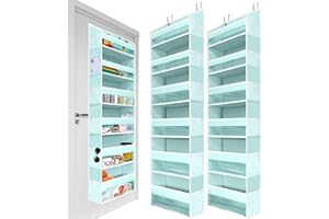 HOMELUX THEORY 2 PC Heavy Duty Over the Door Organizer 55x14x6.7, 6 Large Front & 12 Side Pockets, Hanging Storage Closet Door Organizer for Bedroom, Bathroom and Baby Nursery Storage (Baby Blue)
