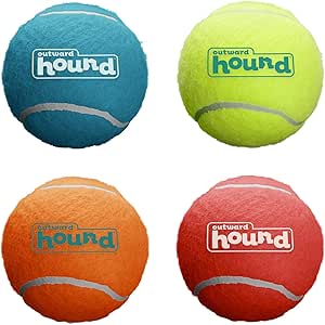 Outward Hound Squeaker Ballz, Tennis Ballz, Tennis Max Balls, Tennis Maze Craze - Squeaking and Fetching Tennis Ball Dog Toys