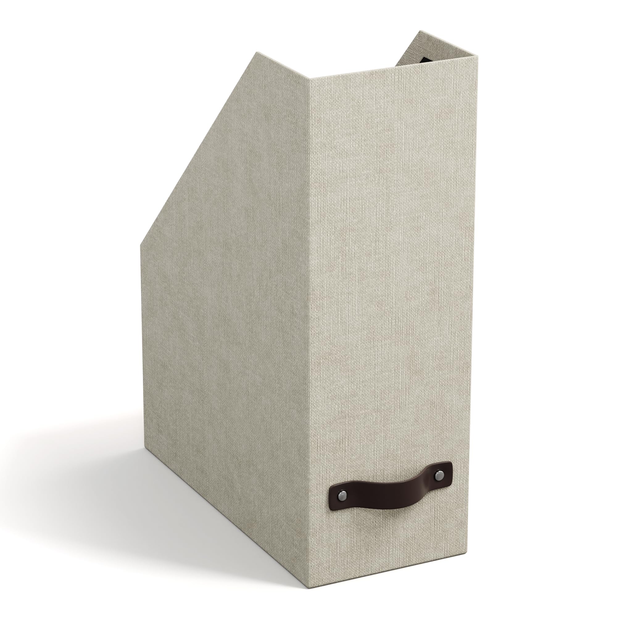Bigso Box of Sweden Desk Organiser - Practical Document Holder Made of Fibreboard and Paper in Linen Look - Sturdy Magazine Storage with Handle - Beige