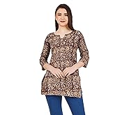 ladyline Casual Cotton Block Printed Hand Crafted Tunic Top Blouse for Womens Short Kurti Ethnic Print