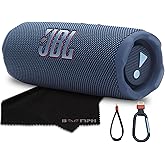 JBL Flip 7 Portable Bluetooth Speaker, IP68 Waterproof, Dustproof, Drop-Proof, PushLock System, AI Sound Boost, 16H Battery – Blue – Boomph's Comprehensive Ultimate Performance Cloth Solution