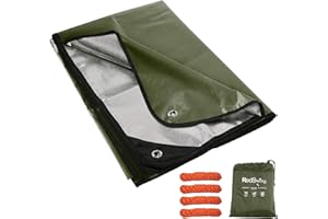 RedSwing Heavy Duty Survival Blanket, Waterproof Emergency Thermal Tarp, Multipurpose Reflective Insulated All Weather Blankets for Camping Hiking, Green