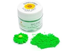 Sunflower Sugar Art Neon Green Glow In The Dark Petal Dust Food Color - Deep, Rich Green Matte Powder Cake Accessories for Cake Decoration - 4 Grams Non-Toxic Baking