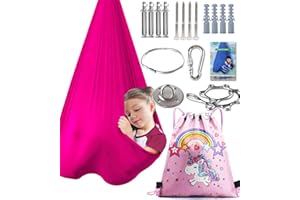 LIZZNOE Indoor Therapy Sensory Swing, Special Needs Joy Cuddle Ceiling Snuggle Swings, Outdoor Room Adjustable Fabric Hammock, Autism, Aspergers, ADHD, Sensory Integration, Kids Boy Girl Children Teens Gift