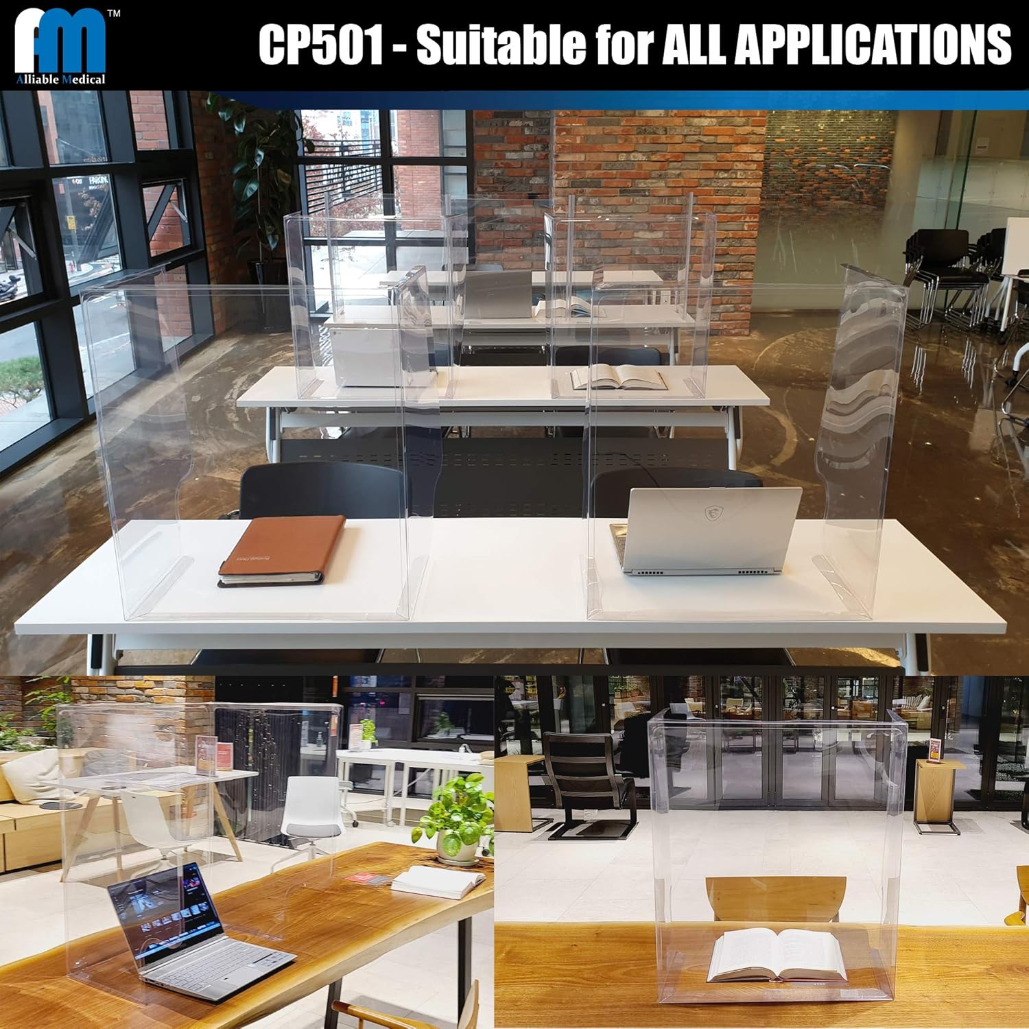 [2 Pack]- Alliable Medical CP501 - [Sneeze Guard Partition/Desk Shield/Counter] - [Shatterproof] - [Lightweight and Portable] - All Applications - Classroom, Schools, Restaurants, Cafe, Business : Office Products