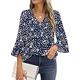 Timeson Women's Business Casual Tops 3/4 Sleeve Dressy Blouses Office Work Shirts