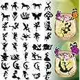 80 Pcs Fairies Laser Cut Cardboard Mermaid Silhouettes Lantern Jar Unicorn Reindeer Fairy Scrapbook Embellishment Garden Forest Decor for Gifts DIY Crafts Wall Painting Window Glass Decor