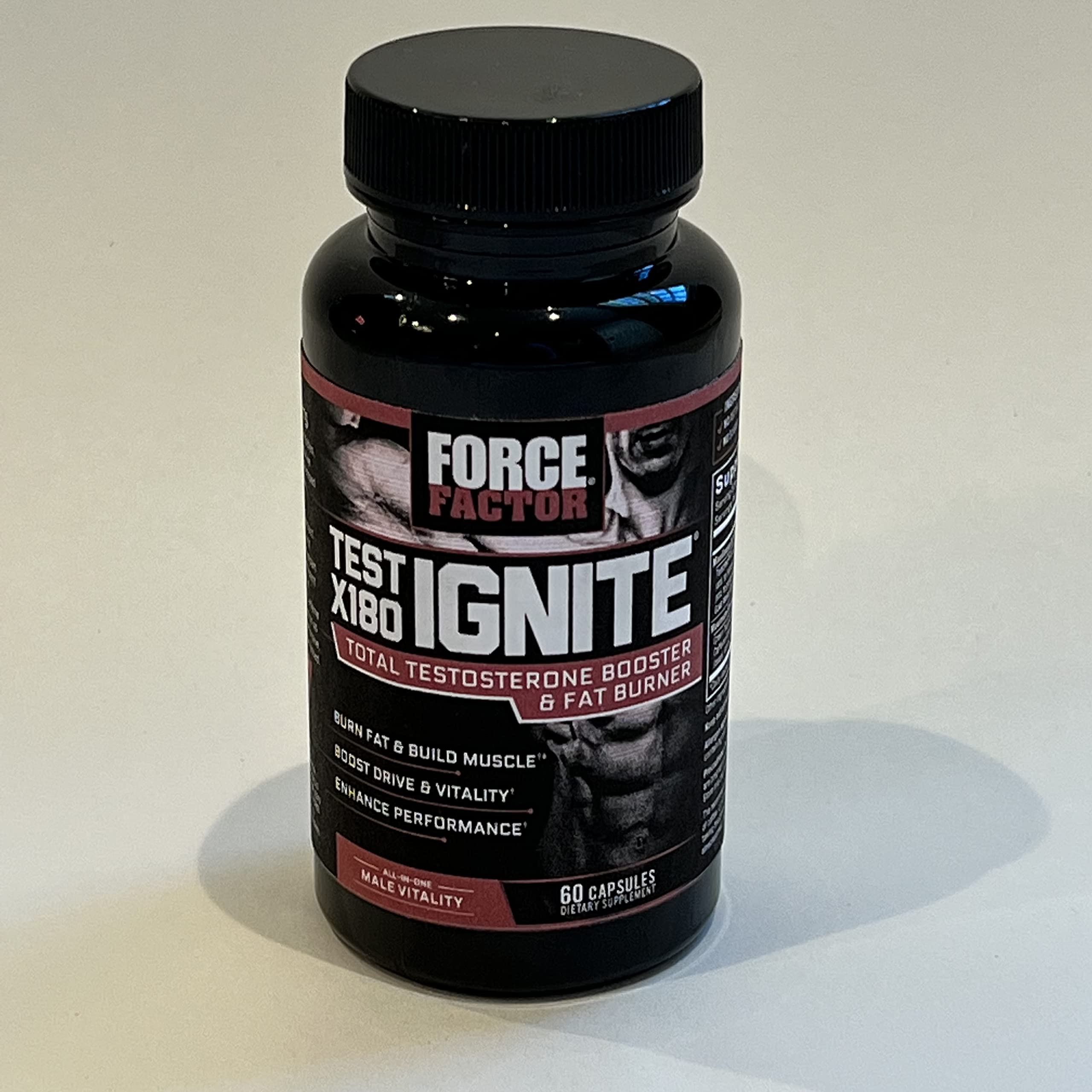 Force Factor Test X180 Ignite Total Testosterone Booster for Men with Fenugreek Seed and Green Tea Extract to Build Lean Muscle, Boost Energy, and Improve Performance, 60 Count