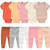 MAMIMAKA Newborn Baby Layette Gift Set 10-Piece Baby Boy Girl Short Sleeve Bodysuits with Pants Infant Outfit Essentials