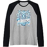 Aries Zodiac Sign Star Astrology Birthday Horoscope Raglan Baseball Tee
