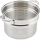 Hestan Provisions 8-Quart Stainless Steel Pasta Insert and Steamer Basket - Fits 8 Qt Stock Pots, 18/10 Stainless Steel, Dishwasher Safe