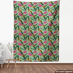Ambesonne Flamingo Fabric by The Yard, Tropical
