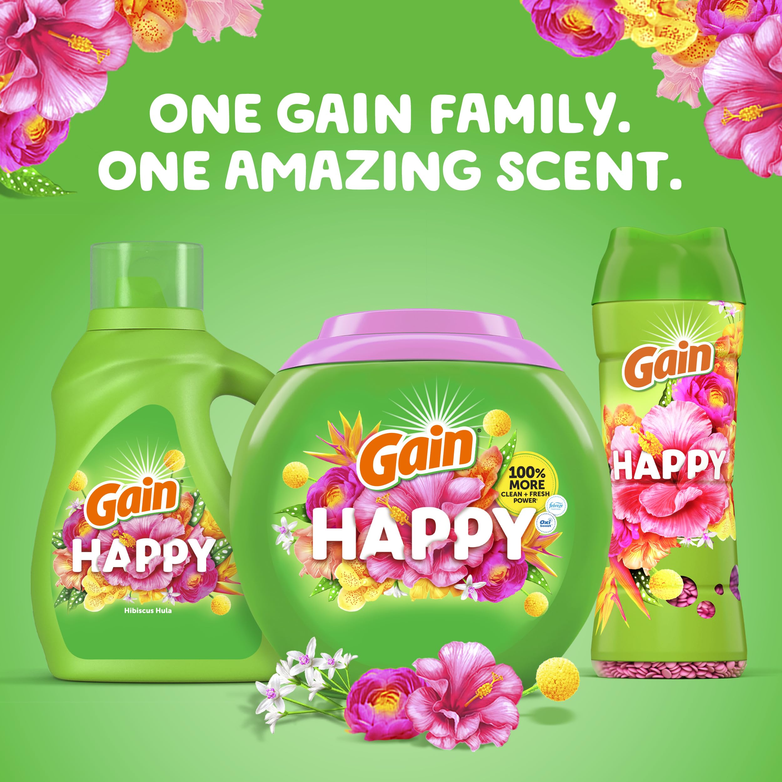 Gain Scent Booster Beads, In-Wash Laundry Scent Beads for Long-Lasting Freshness and Odor Protection, Happy Scent for an Enhanced Laundry Experience, 24 Oz (Packaging May Vary)