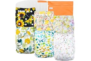 Leekalos Cloth Diapers Reusable for Boys and Girls, Baby Diaper Cloth with Inserts & Wet Bag One Size (Fall Colors)