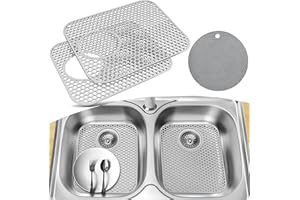 2 PCS Silicone Sink Protector,Lyukii Rear Drain Kitchen Sink Mats Grid Accessory,13.54 ''x 11.6 '' Sink Mat for Bottom of Far